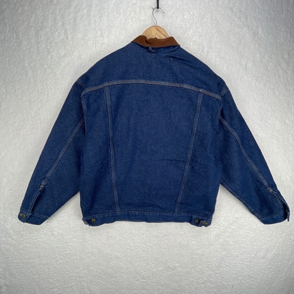 VTG Carhartt Trucker Jacket Aztec Blanket Lined Mens XL PJB008‎ Steel Blue NWT - Picture 3 of 16